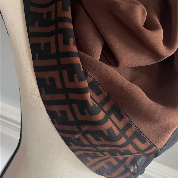 Fendi Silk Sheer Scarf Wrap 32.5” x 32.5” - Picture 3 of 12